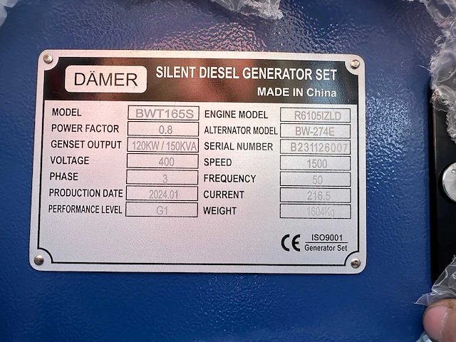 Damer - bwt165s - stroomgenerator - 2024 - afbeelding 10 van  18