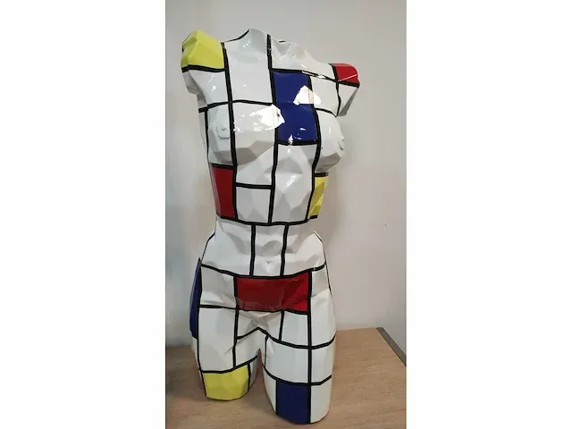 Dames buste geinspireerd door mondriaan - afbeelding 2 van  5