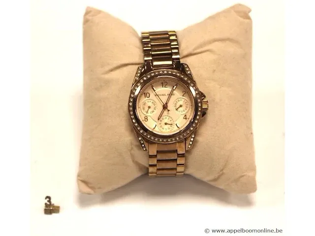 Dameshorloge michael kors mk5613, quartz , dia 33mm, datum/dag , mogelijke gebruikssporen, mogelijks nieuwe batterij nodig - afbeelding 1 van  4