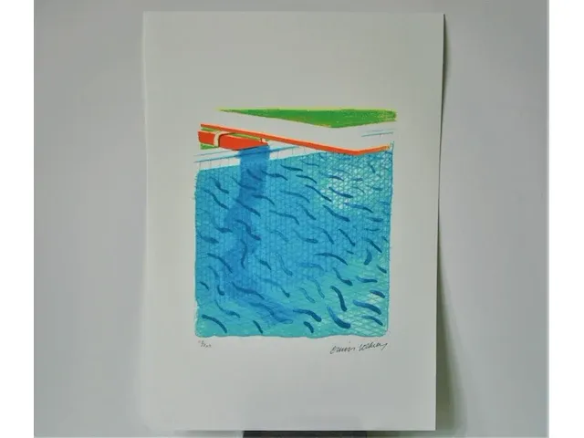 David hockney - pool made with paper and blue ink - afbeelding 1 van  11