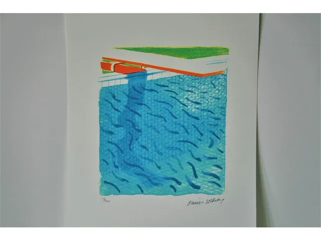 David hockney - pool made with paper and blue ink - afbeelding 4 van  11