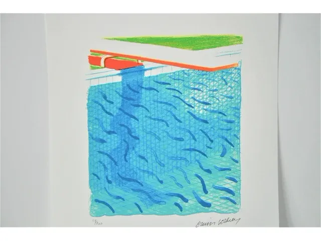 David hockney - pool made with paper and blue ink - afbeelding 5 van  11