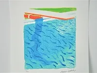 David hockney - pool made with paper and blue ink - afbeelding 5 van  11