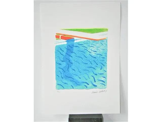 David hockney - pool made with paper and blue ink - afbeelding 6 van  11