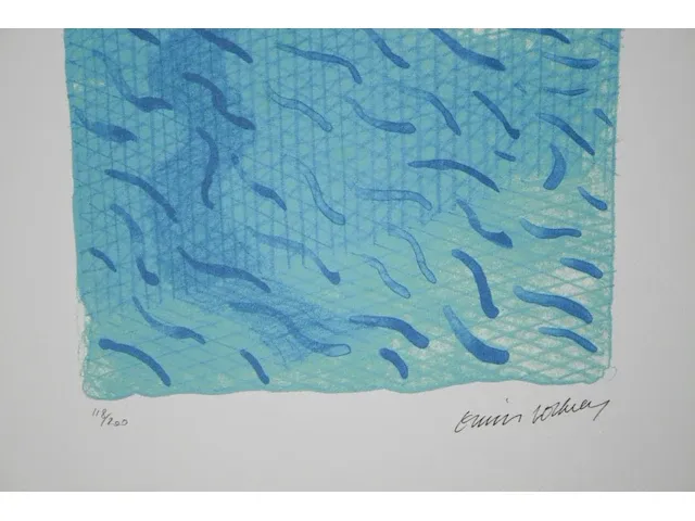 David hockney - pool made with paper and blue ink - afbeelding 9 van  11