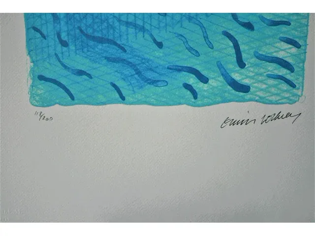 David hockney - pool made with paper and blue ink - afbeelding 10 van  11