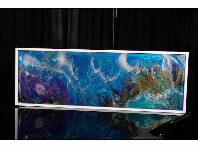 De blauwe zee van alicante 2 - elvira lopez - epoxy art - 1/1 uniek kunstwerk - afbeelding 1 van  11