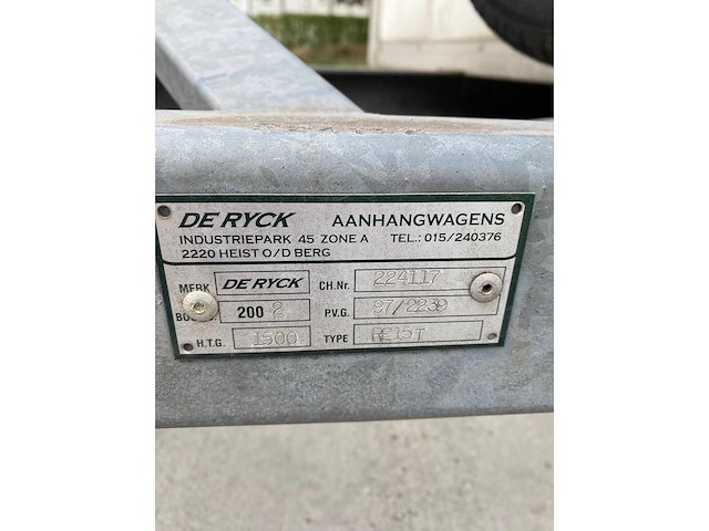 De ryck re15t gesloten aanhangwagen 2002 - afbeelding 10 van  18