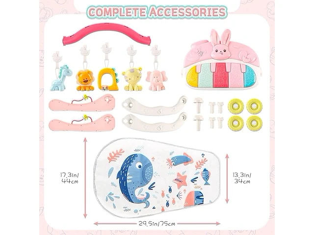 Deao 4-in-1 piano-gym speeldeken - afbeelding 2 van  5