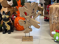 Deco blad in teak op sokkel h100cm x b55cm x d4,5cm - afbeelding 1 van  1