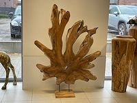 Deco blad in teak op sokkel h150cm x b110cm x d5,5cm - afbeelding 1 van  1