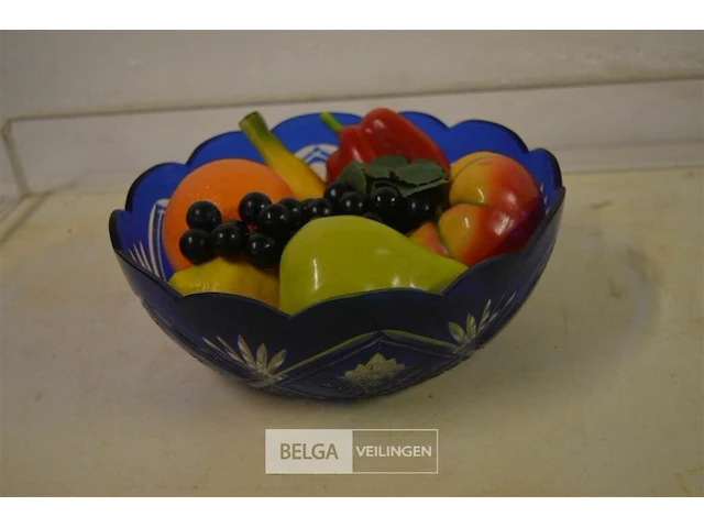 Deco schaal met kunststof fruit - afbeelding 1 van  2