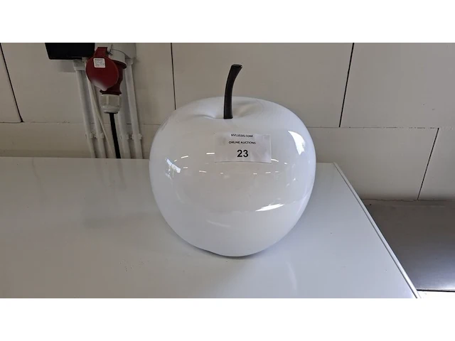 Decoratie appel wit glans - afbeelding 1 van  2