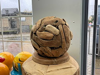 Decoratie bal in teak diameter 35cm - afbeelding 1 van  1