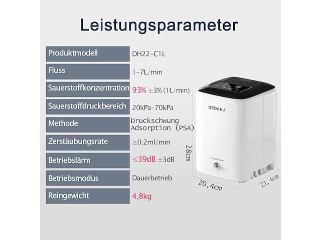 Dedakj zuurstofconcentrator - afbeelding 6 van  7