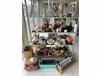 Deense kar met bloempotten -vazen -zijde bloemen +kleine bloempotjes - afbeelding 1 van  10