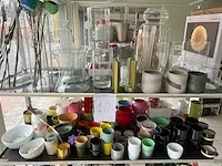 Deense kar met bloempotten -vazen -zijde bloemen +kleine bloempotjes - afbeelding 3 van  10