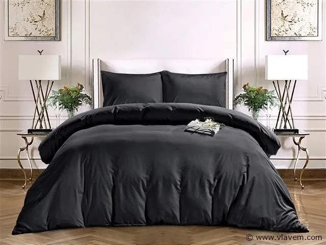 Dekbedovertrek sydney deluxe zwart - 240x220 - afbeelding 1 van  2
