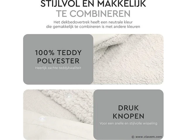 Dekbedovertrek teddy 200 x 220cm wit - afbeelding 6 van  6