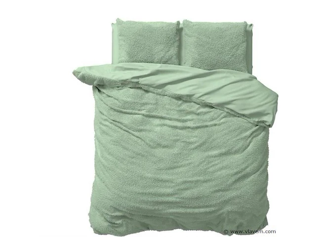 Dekbedovertrek teddy 240 x 220cm groen - afbeelding 1 van  6