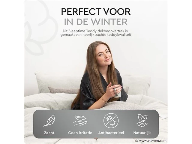 Dekbedovertrek teddy 240 x 220cm wit - afbeelding 2 van  6