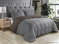 Dekbedovertrek twee kleur bruin/grijs - 240x220 - afbeelding 2 van  4