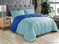 Dekbedovertrek twee kleur royal blue/ baby blue - 240x220 - afbeelding 1 van  4