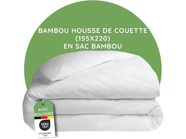 Dekbedovertrek van bamboe, 155 x 220 cm, wit effen - afbeelding 1 van  1