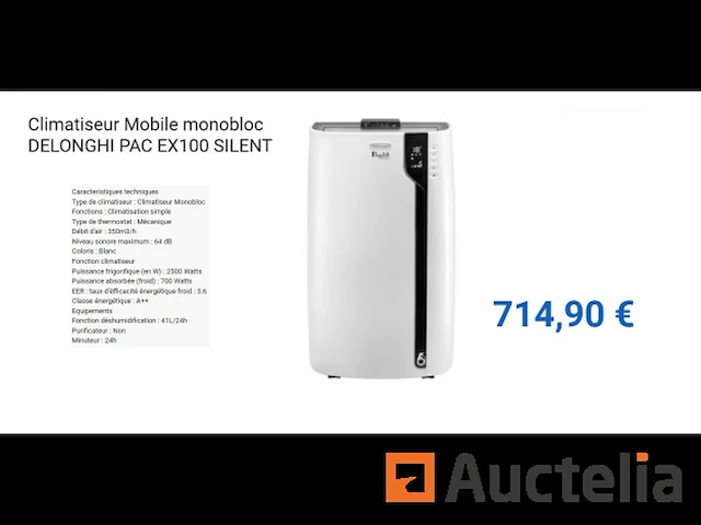 De'longhi pinguino pac ex100 silent mobiele airconditioner - afbeelding 1 van  2