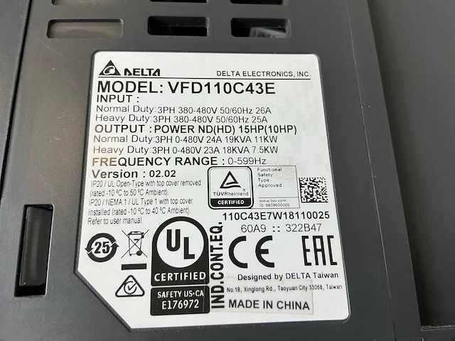 Delta vfd110c43e frequentieregelaar - afbeelding 6 van  6