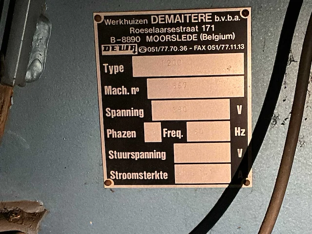 Demaitere 1200 inpotmachine - afbeelding 4 van  8