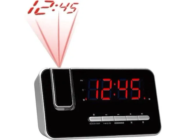Denver wekkerradio met projectie - digitale wekker - fm radio - dubbel alarm - crp618 - zwart - afbeelding 1 van  3