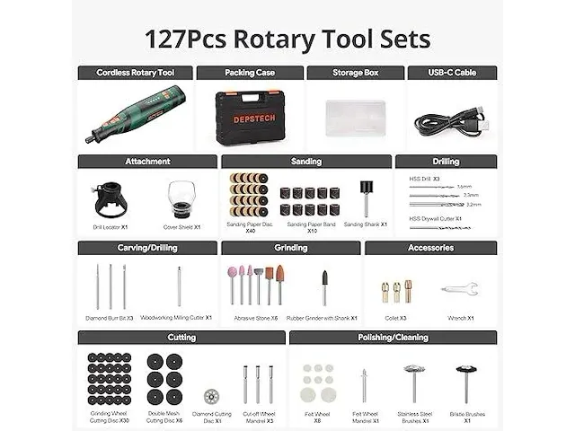 Depstech multifunctioneel draaigereedschap, draadloos - afbeelding 2 van  2