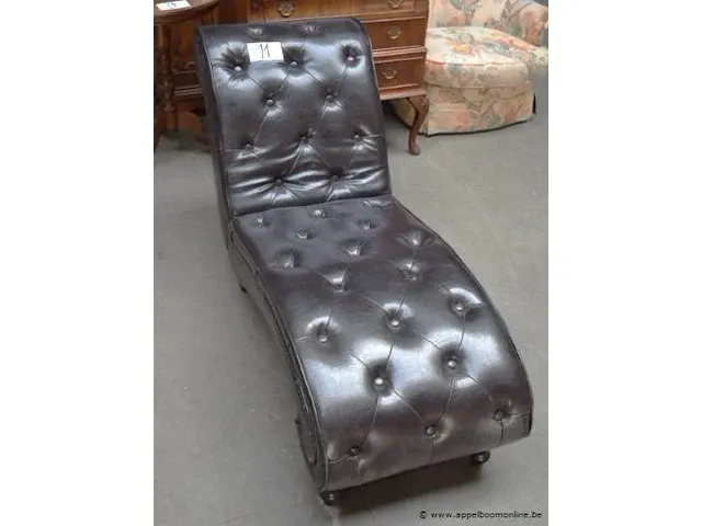Design chaisse longue, zwarte skai bekleed - afbeelding 1 van  2
