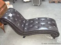 Design chaisse longue, zwarte skai bekleed - afbeelding 2 van  2