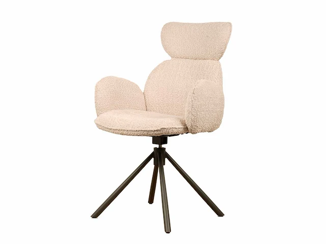 Design eetkamerstoel beige chenille (6x) - afbeelding 1 van  5