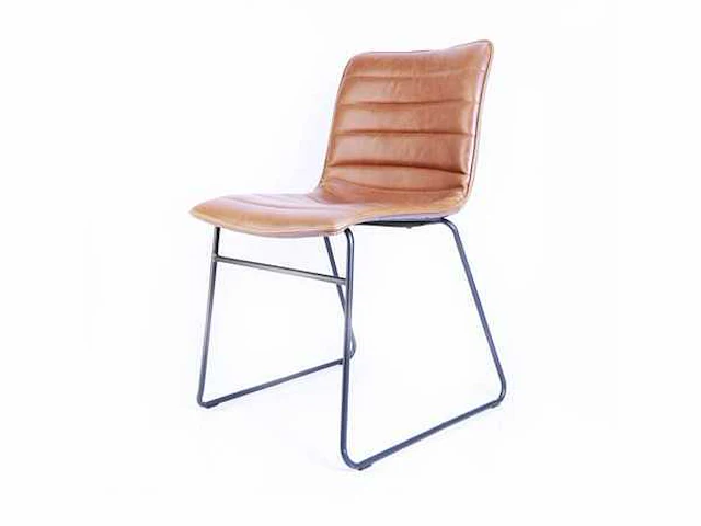 Design eetkamerstoel cognac pu leer (8x) - afbeelding 1 van  4