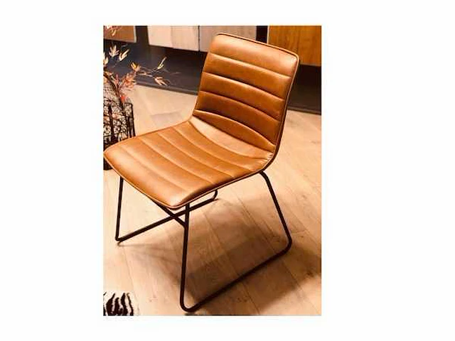 Design eetkamerstoel cognac pu leer (8x) - afbeelding 2 van  4