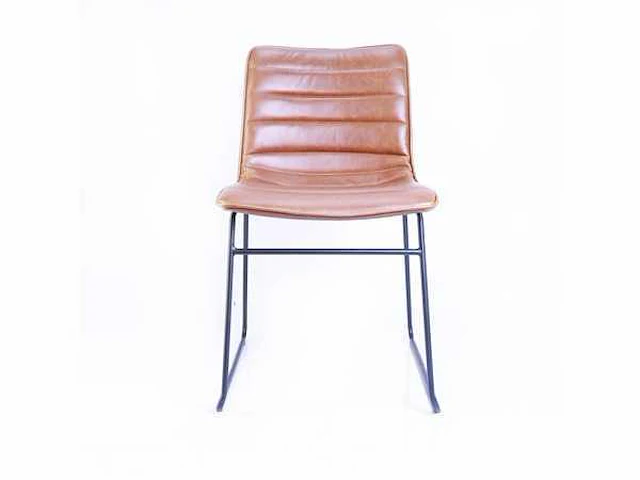 Design eetkamerstoel cognac pu leer (8x) - afbeelding 3 van  4