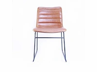 Design eetkamerstoel cognac pu leer (8x) - afbeelding 3 van  4