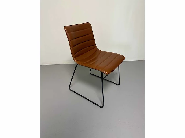 Design eetkamerstoel cognac pu leer (8x) - afbeelding 4 van  5
