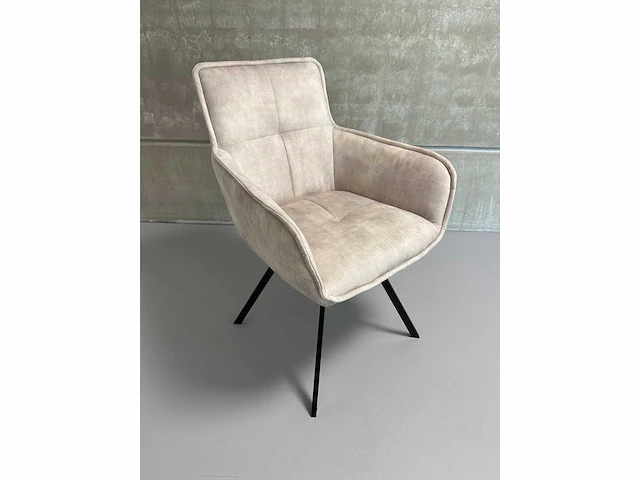 Design eetkamerstoel light taupe velvet (6x) - afbeelding 5 van  7