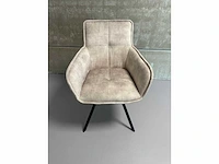 Design eetkamerstoel light taupe velvet (6x) - afbeelding 6 van  7