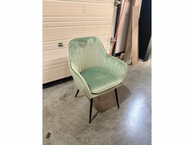 Design eetkamerstoel munt groen velvet (6x) - afbeelding 1 van  4