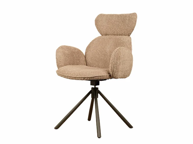 Design eetkamerstoel taupe chenille (6x) - afbeelding 1 van  5
