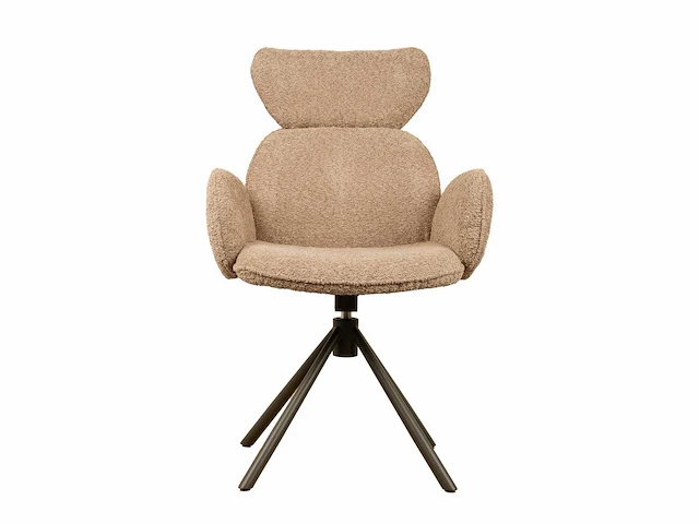 Design eetkamerstoel taupe chenille (6x) - afbeelding 2 van  5