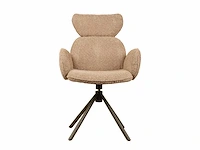 Design eetkamerstoel taupe chenille (6x) - afbeelding 2 van  5