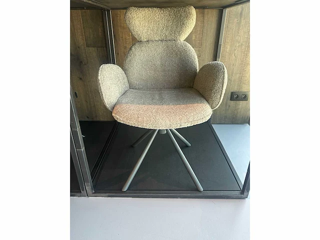 Design eetkamerstoel taupe chenille (6x) - afbeelding 5 van  5