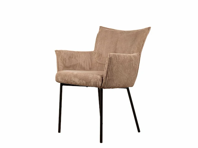 Design eetkamerstoel taupe geribt (6x) - afbeelding 1 van  5