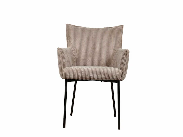 Design eetkamerstoel taupe geribt (6x) - afbeelding 2 van  6